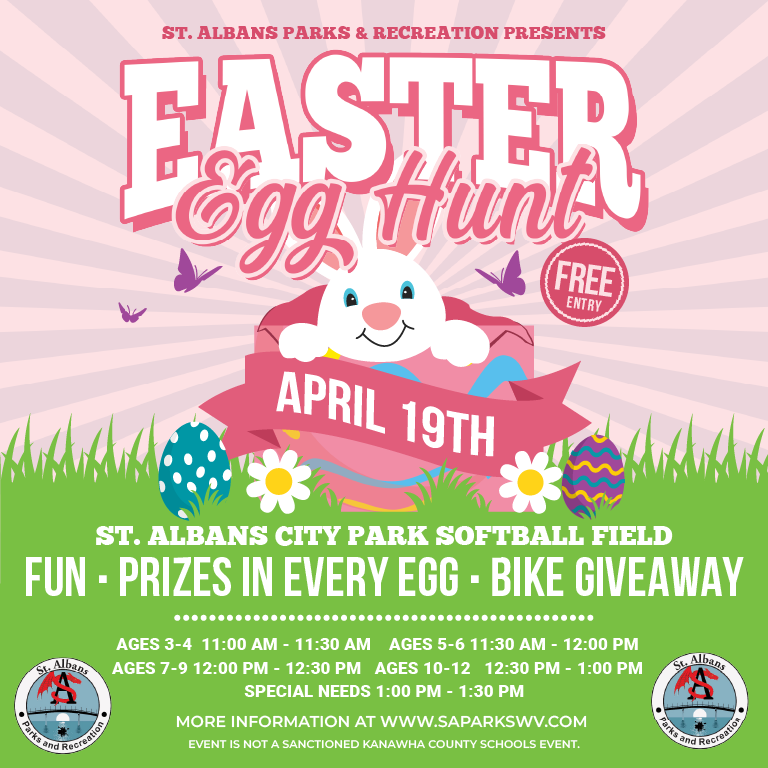 St. Albans Easter Egg Hunt - April 19th - Coleman Field - St. Albans City Park